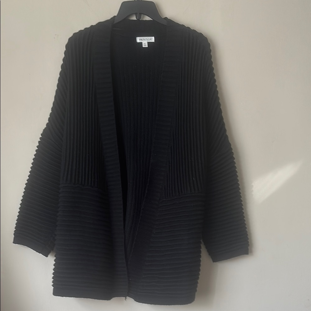 Prologue Black Ribbed Cardigan